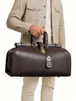 Hidesign - SAFARI Genuine Leather Unisex Brown Duffle Bag with Detachable Strap