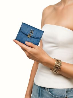 Hidesign - TERRA W1 Genuine Leather Women Blue Bifold Wallet