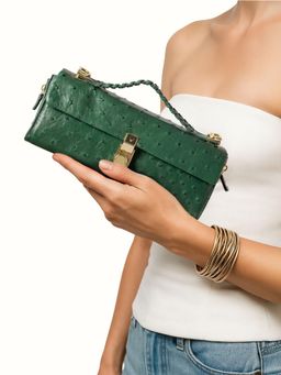 Hidesign - TERRA W2 Genuine Leather Women Green Sling Bag With Detachable Strap