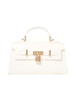 Forever New - Liana Lock Detail Top Handle White Handbag with Detachable Strap