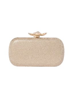 Forever New - Callie Flower Jewel Hardcase Gold Clutch with Detachable Strap