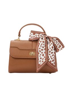 Forever New - Andi Lock Top Handle Brown Handbag with Detachable Strap