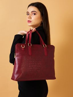 Caprese - Women Flix Maroon Medium 16 Inch Laptop Bag With Detachable Strap (M)