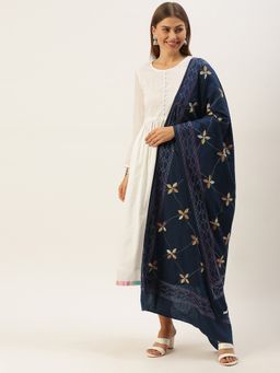 ArtEastri - Navy Blue Cotton Kantha Dupatta
