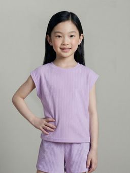 VERO MODA - Girl's Purple Textured T-Shirt