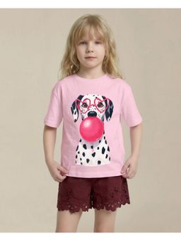 VERO MODA - Girl's Pink Printed T-Shirt