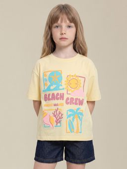 VERO MODA - Girl's Yellow Printed T-Shirt