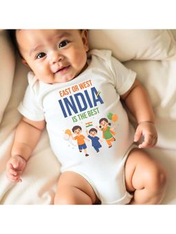 KNITROOT - White East Or West India Is The Best Printed Bodysuit