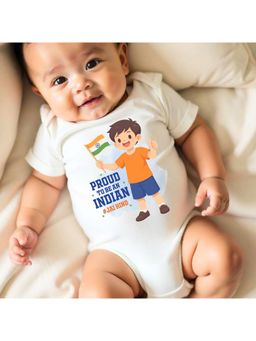 KNITROOT - White Proud To Be An Indian Jai Hind Printed Bodysuit