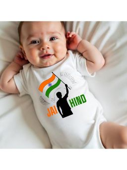 KNITROOT - White Jai Hind Printed Bodysuit