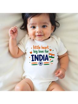 KNITROOT - White Little Heart Big Love For India Printed Bodysuit