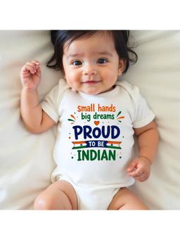 KNITROOT - White Small Hands Big Dreams Proud To Be Indian Printed Bodysuit