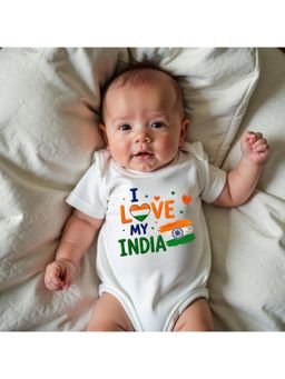 KNITROOT - White I Love My India Printed Bodysuit