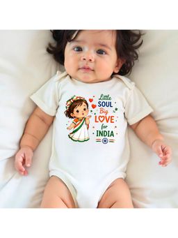 KNITROOT - White Little Soul Big Love For India Printed Bodysuit