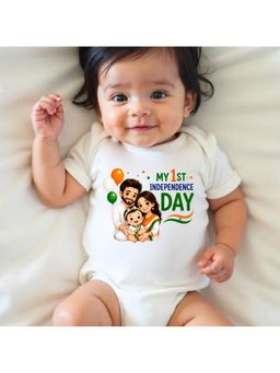 KNITROOT - White My 1St Independence Day Printed Bodysuit