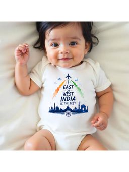 KNITROOT - White East Or West India Is The Best Printed Bodysuit