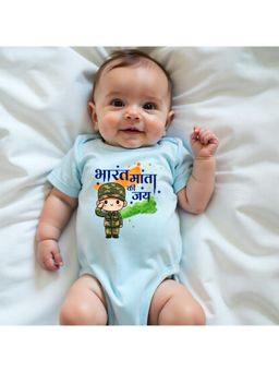 KNITROOT - Blue Bharat Mata Ki Jai Printed Bodysuit