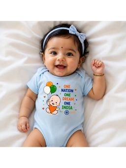 KNITROOT - Blue One Nation One Dream One India Printed Bodysuit
