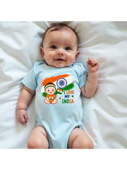 KNITROOT - Blue I Love My India Printed Bodysuit