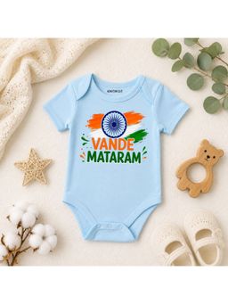 KNITROOT - Blue Vande Mataram Printed Bodysuit