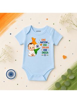 KNITROOT - Blue One Nation One Dream One India Printed Bodysuit