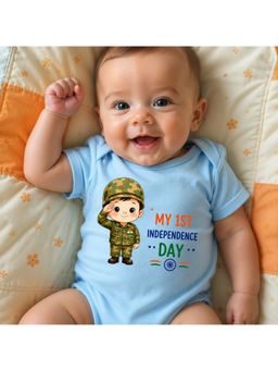 KNITROOT - Blue My 1St Independence Day Printed Bodysuit
