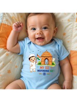 KNITROOT - Blue My 1St Independence Day Printed Bodysuit