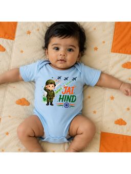 KNITROOT - Blue Jai Hind Printed Bodysuit