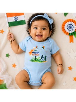 KNITROOT - Blue Let Freedom Fly High Printed Bodysuit