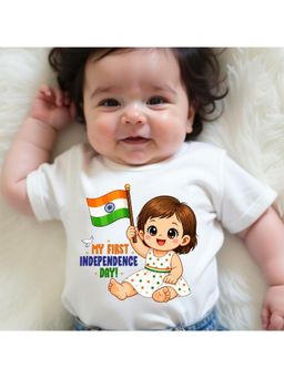 KNITROOT - White My First Independence Day Printed T-Shirt