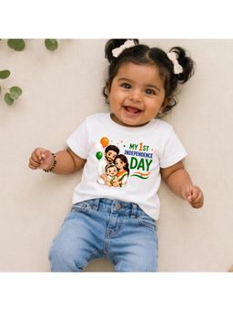 KNITROOT - White My 1St Independence Day Printed T-Shirt