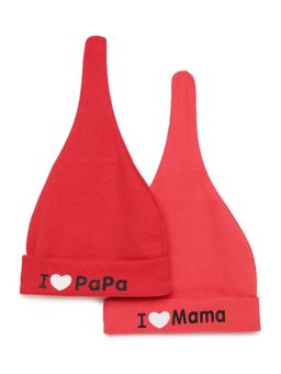 EL REGALO - Kids and Babies Caps for Young Boys and Girls Colors and Designs Red (Set of 2)