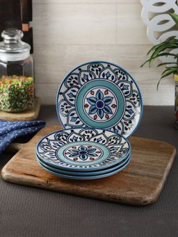 VarEesha - The Royal Crown Blue Ceramic Side- Quarter Plates Set