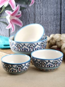 VarEesha - The Royal Crown Blue Ceramic Serving Bowls Set of 4