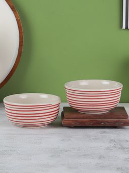 VarEesha - Parikrama Red Spiral Serving Bowls Set of 2 - Large