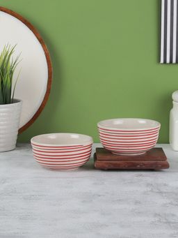VarEesha - Parikrama Red Spiral Medium Serving Bowls Set of 2