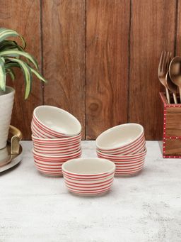 VarEesha - Parikrama Red Spiral Ceramic Veg Bowls Set of 6