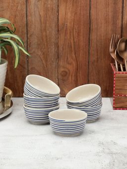 VarEesha - Parikrama Blue Spiral Ceramic Veg Bowls Set of 6