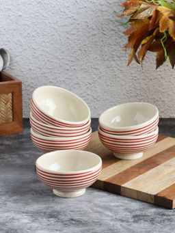VarEesha - Parikrama Red Spiral Dessert Bowls Set of 6