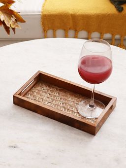VarEesha - Hand Crafted Acacia Wood Bamboo Base Small Tray
