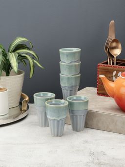 VarEesha - Tranquil Blue Ceramic Tea Glasses Set of 6