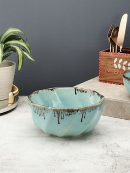 VarEesha - Tranquil Blue Ceramic Hexagonal Serving Bowl