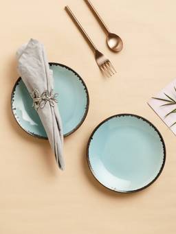 VarEesha - Tranquil Blue Ceramic Side Plates- Quarter Plates Set of 6
