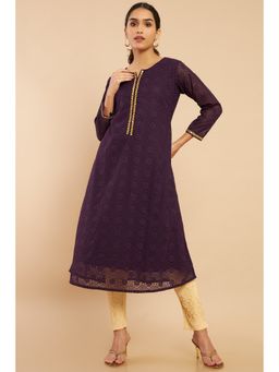 Soch - Women Purple Embroidered Kurta
