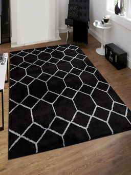 Saral Home - Black Microfiber Carpet -120x180 Cm