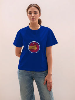 Zink London - Women Blue Printed Half Sleeves T-Shirt