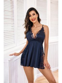 XIVIR - Womens Sexy Lace Babydoll Lingerie - Navy Blue