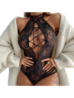 XIVIR - Bodysuit High Neck Lingerie for Women - Black