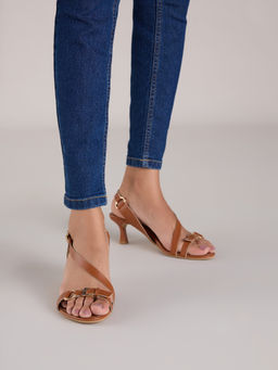 Twenty Dresses by Nykaa Fashion - Tan Buckle Detail Kitten Heels