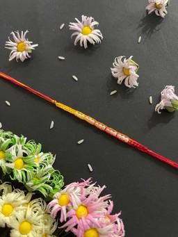 Digital Dress Room - Simple White Rakhi Beaded Thread Rakhi